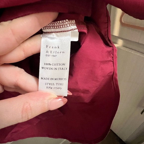 Frank & Eileen TORI Italian Tuxedo Shirtdress in Superluxe Red Cotton Sz Medium - Picture 5 of 7